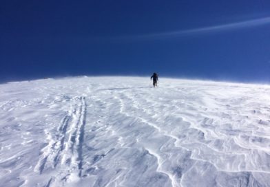 Skier touring up the normal route near 2000m altitude