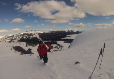 Local Skiers going for a 2nd lap from the cliff band